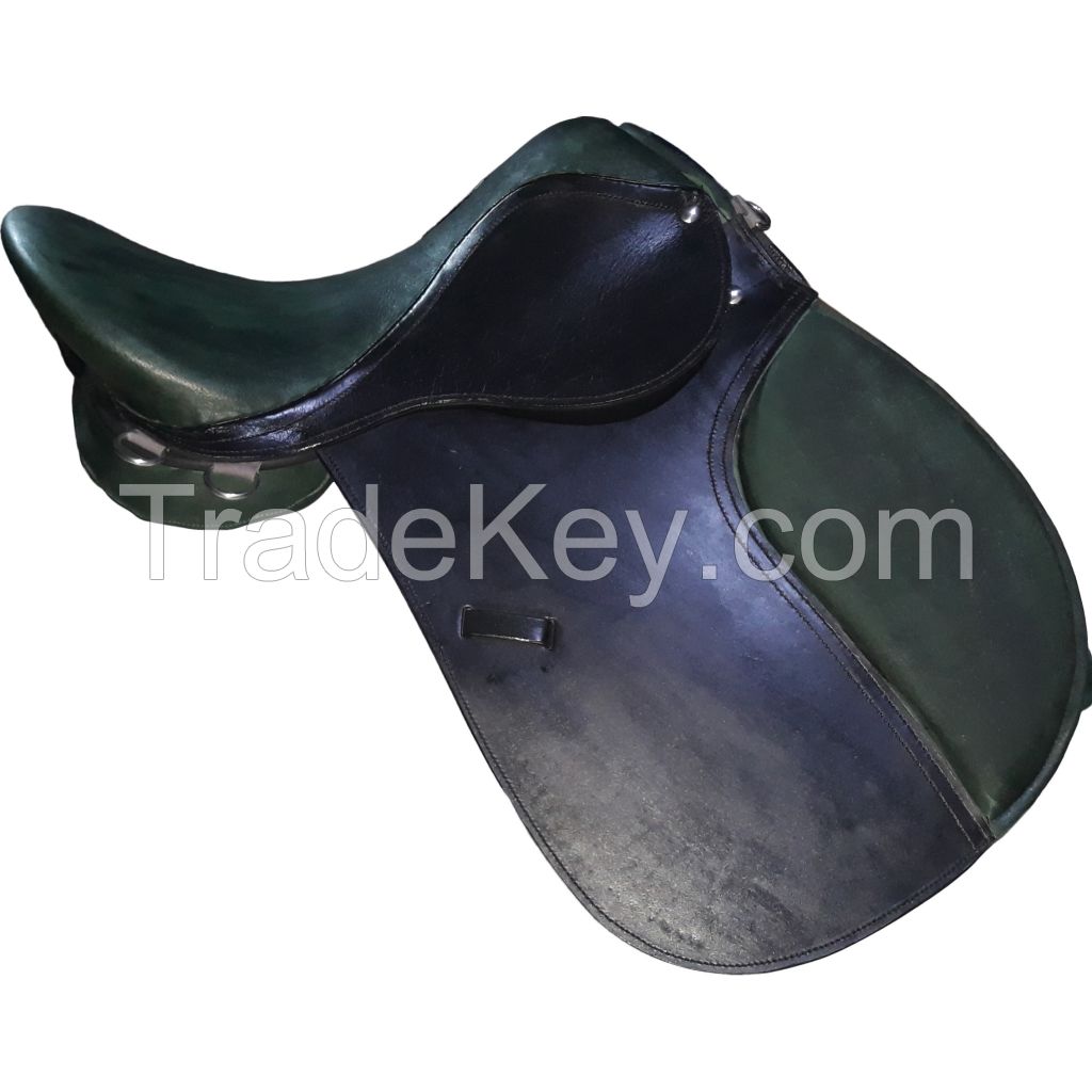 Genuine imported leather General purpose horse saddle with rust proof fitting and green padding