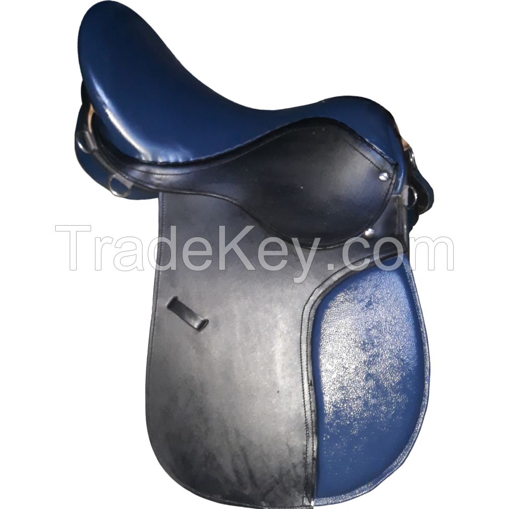 Genuine imported leather General purpose horse saddle with rust proof fitting and Blue padding