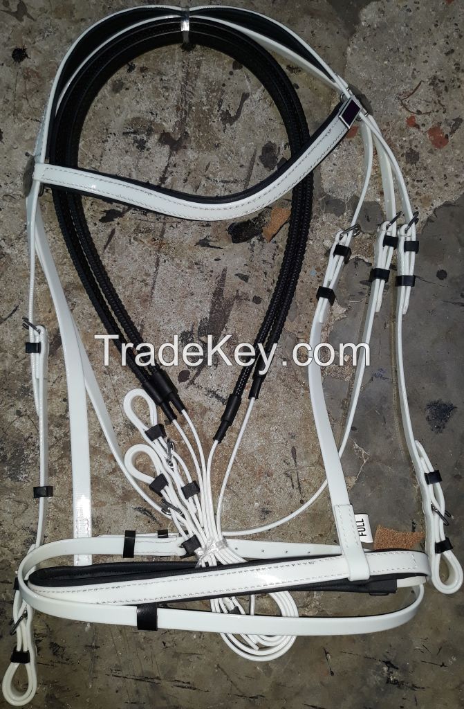 Genuine imported PVC horse riding bridle with rust proof steel fittings White