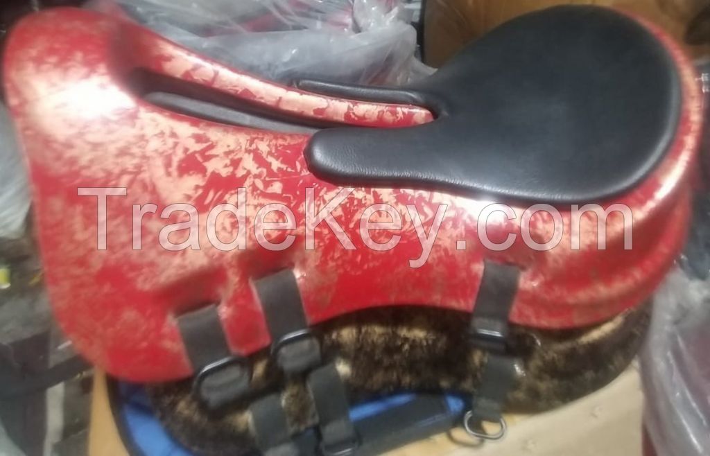 Genuine imported horse endurance suede saddle red black with rust proof fittings