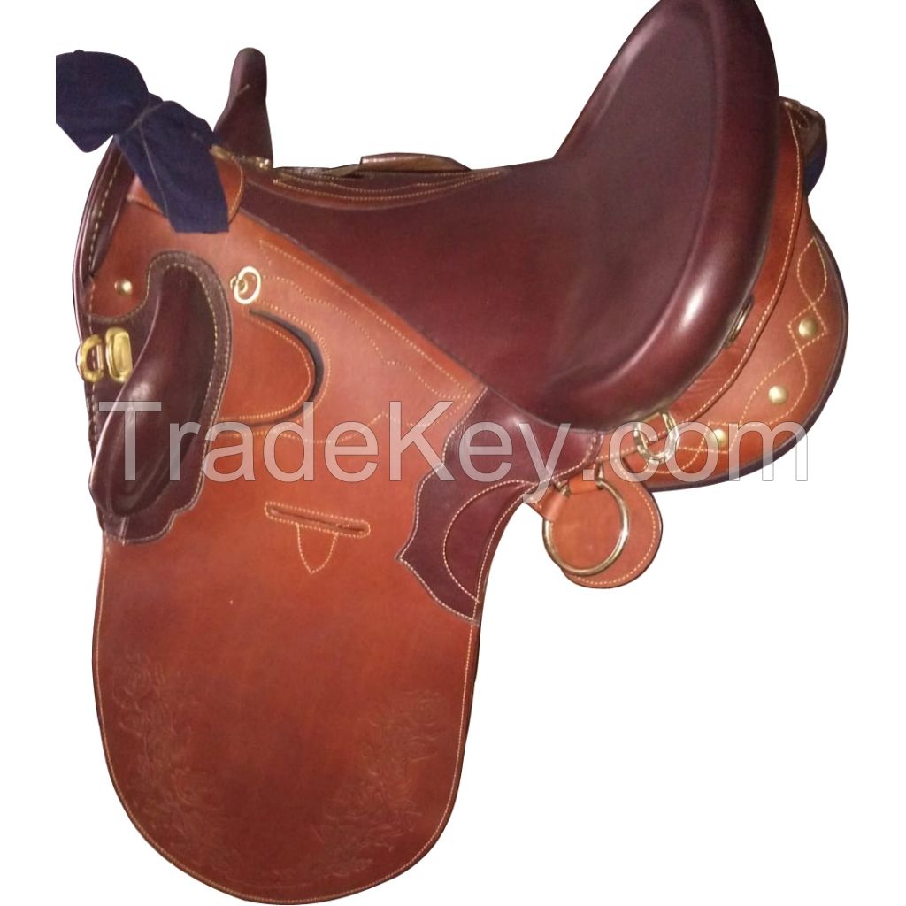 Genuine imported leather Australian stock saddles tan with rust proof fittings