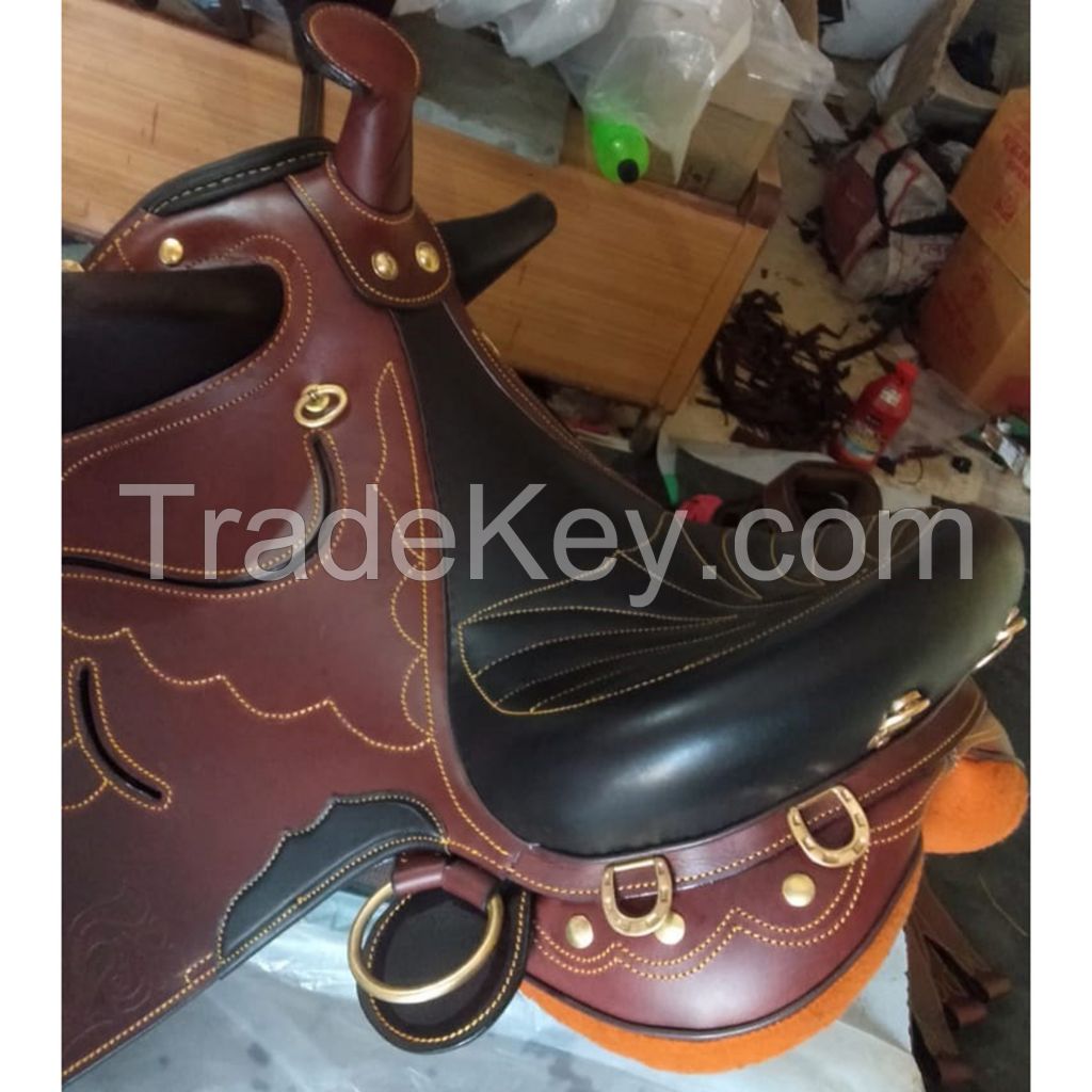 Genuine imported leather Australian stock saddles Brown and girth with rust proof fittings