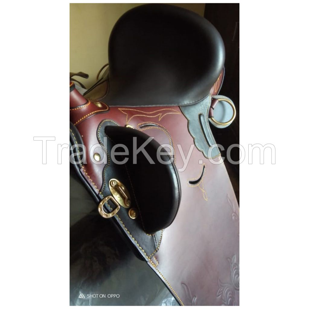 Genuine imported leather Australian stock saddles Brown and girth with rust proof fittings