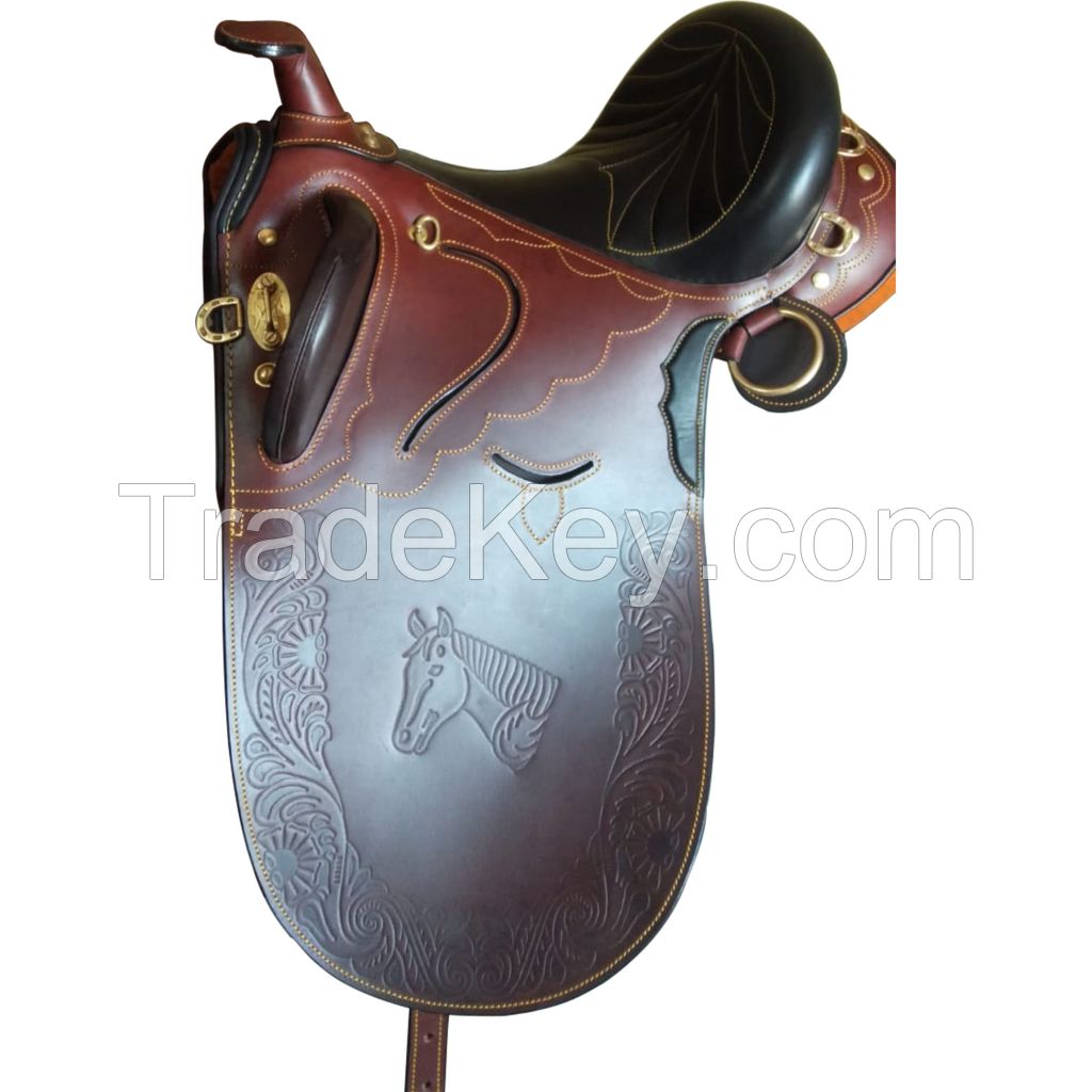 Genuine imported leather Australian stock saddles Brown and girth with rust proof fittings