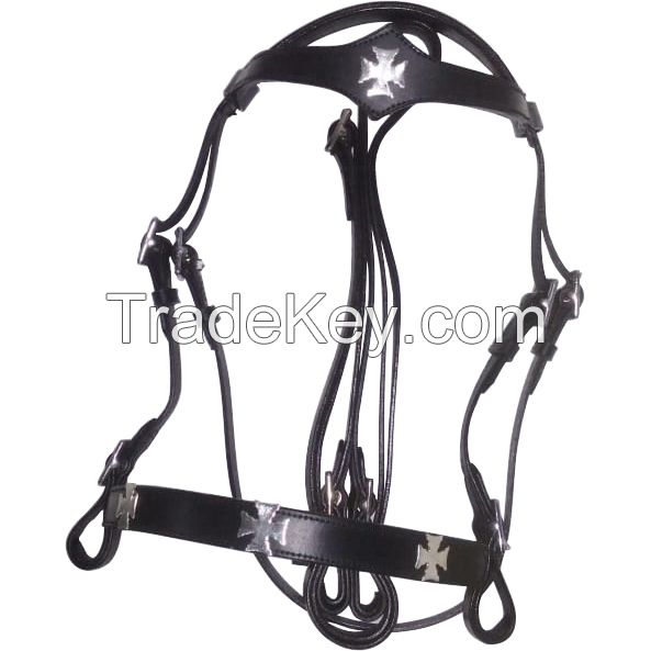 Genuine Imported  leather Green crystal horse bridle with rust proof fittings