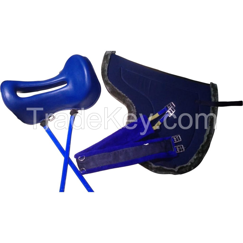 Genuine imported horse endurance suede Blue saddle with jumping saddle pad and girth