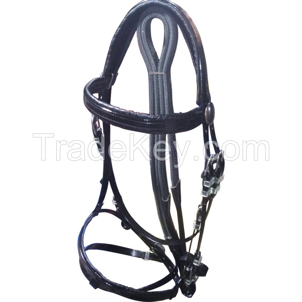 Genuine premium PVC horse riding bridle and reins with rust proof steel fittings Black