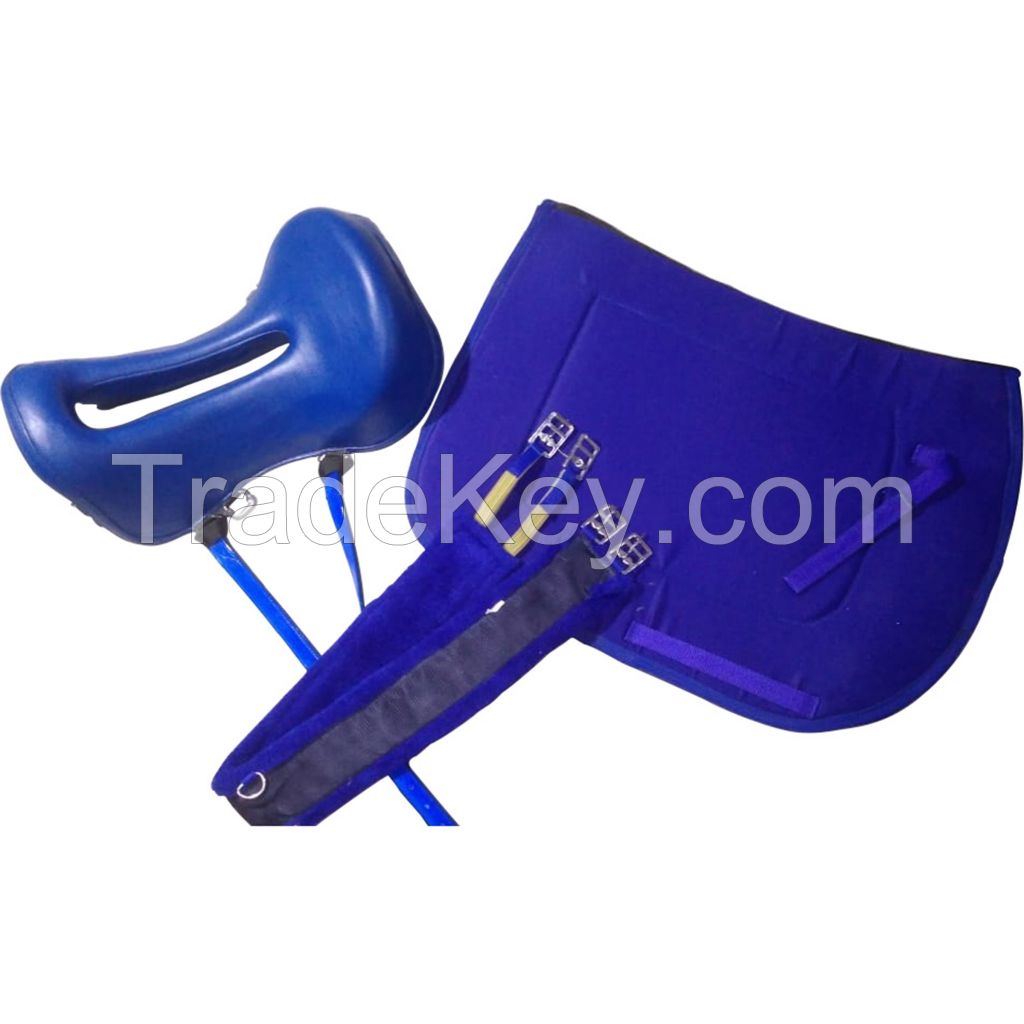 Genuine imported horse endurance suede Blue saddle with dressage saddle pad and girth