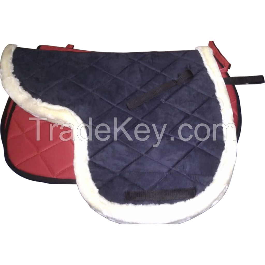 Genuine imported material Burgundy mink jumping saddle pad for horse with Girth and surcingle