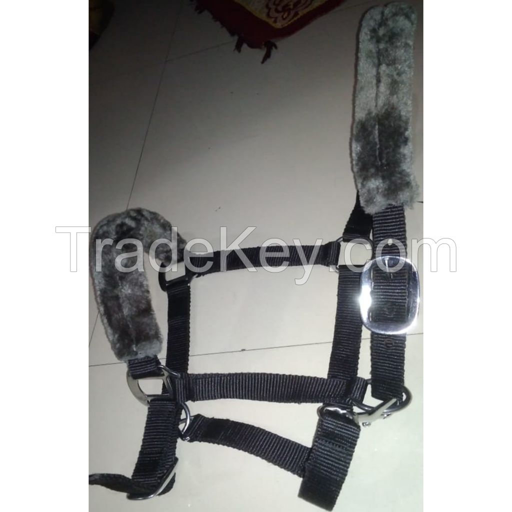 Genuine imported material PP halter with gray mink padding black