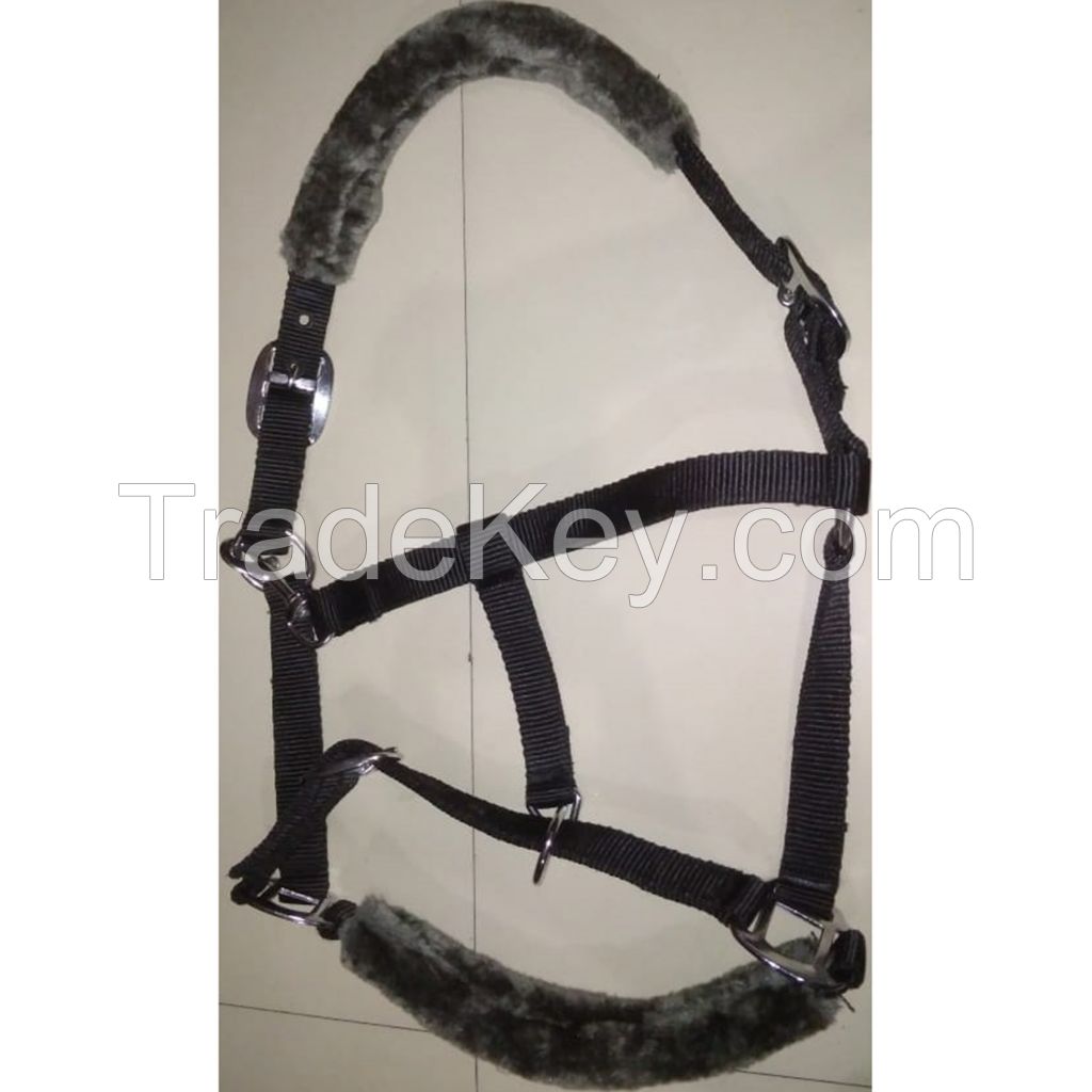 Genuine imported material PP halter with gray mink padding black