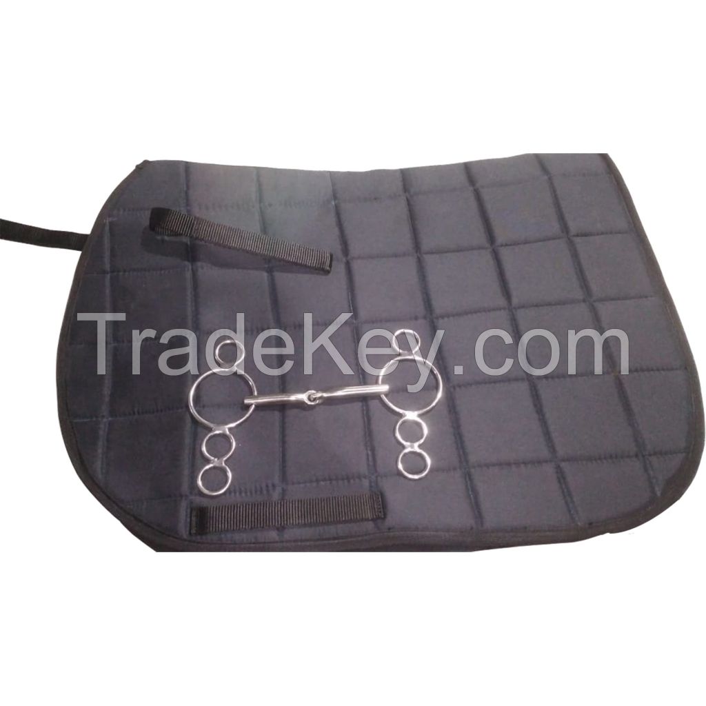 Genuine imported material black dressage saddle pad for horse with horse steel bits