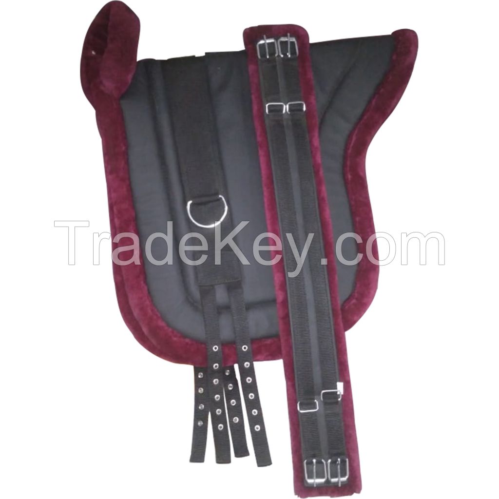 Genuine imported material Burgundy mink jumping saddle pad for horse with Girth and surcingle