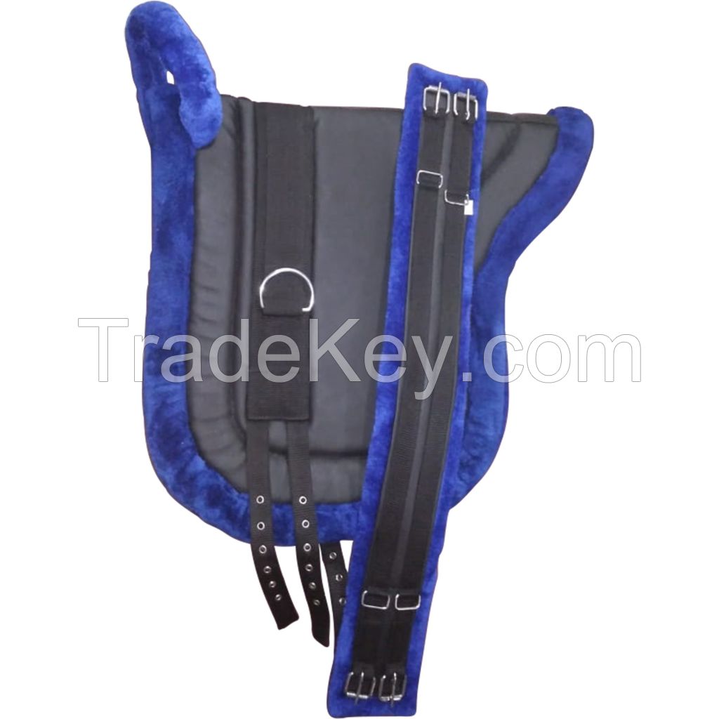 Genuine imported material blue mink jumping saddle pad for horse with Girth and surcingle