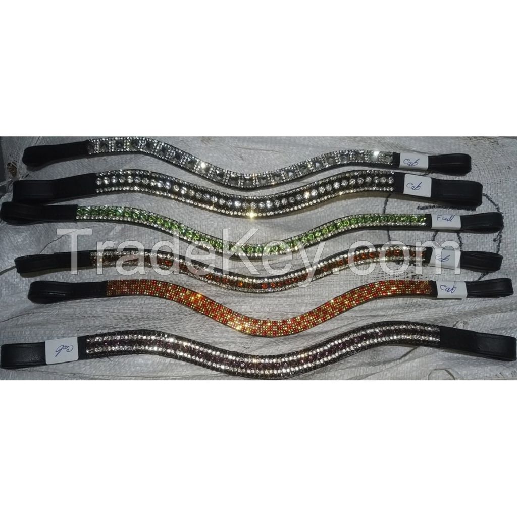 Genuine Bling colorful Crystal leather horse browbands, size pony,cob,full