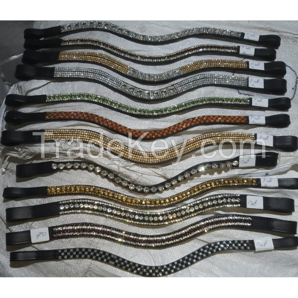 Genuine Bling colorful Crystal leather horse browbands, size pony,cob,full