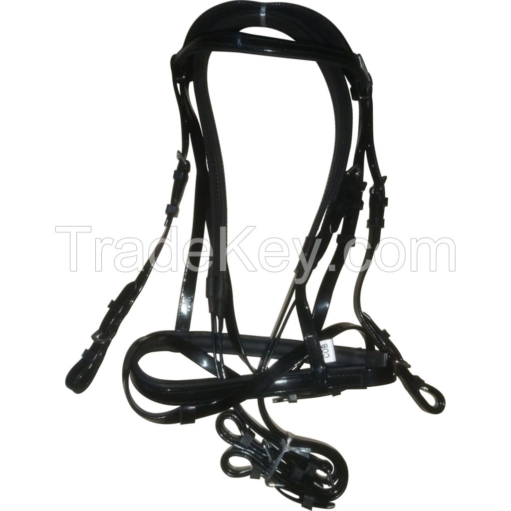 Genuine imported premium PVC horse riding bridle Black with rust proof steel fittings pink