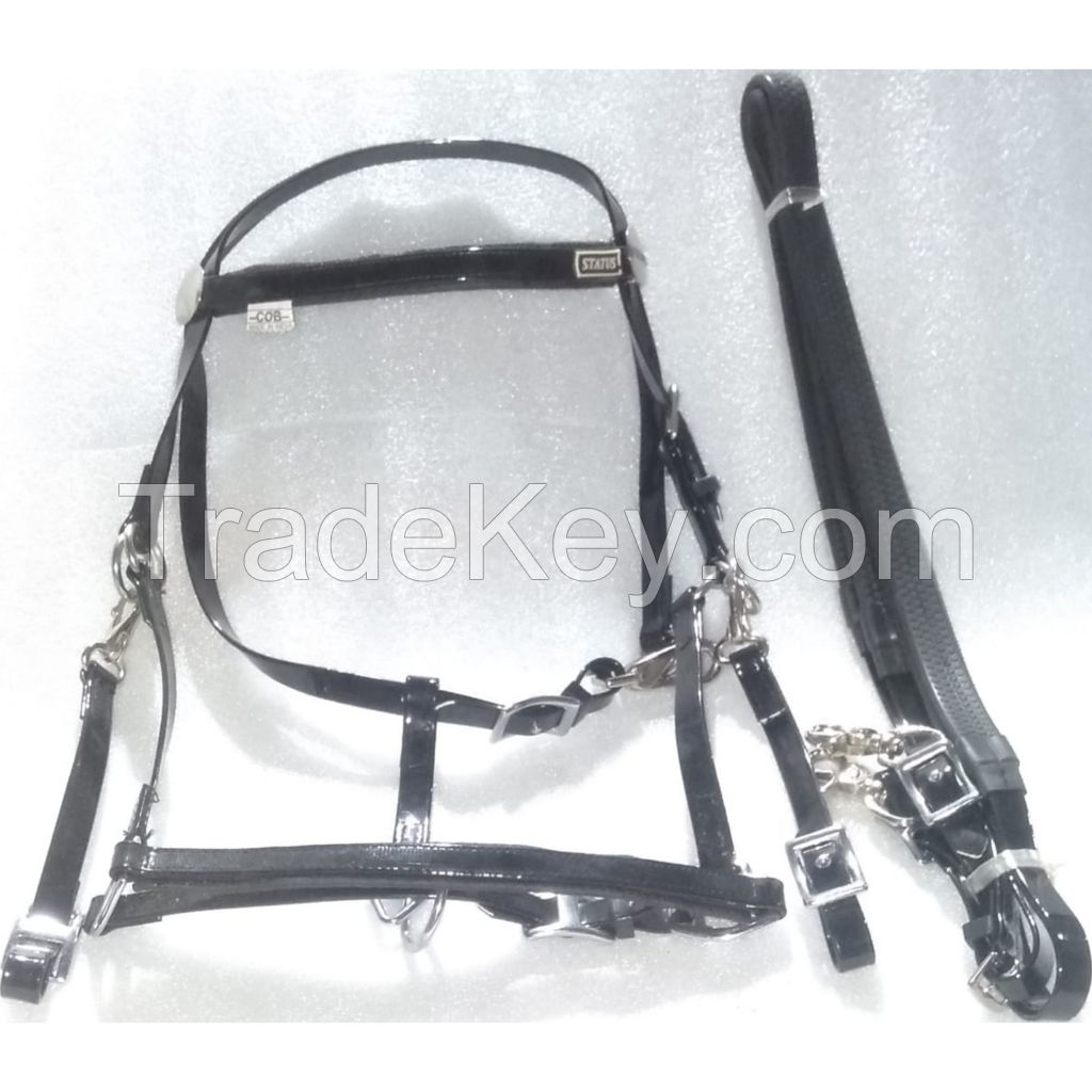 Genuine imported premium PVC horse riding bridle Black with rust proof steel fittings pink