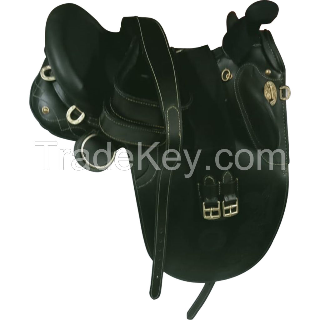 Genuine imported leather Australian stock saddle Black with rust proof fittings
