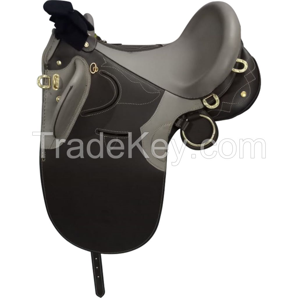 Genuine imported leather Australian stock saddle grey seat with rust proof fittings