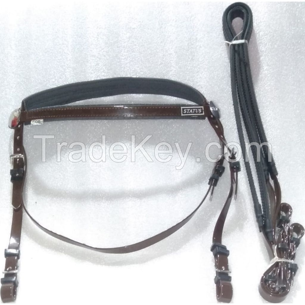 Genuine PVC horse status racing bridle with rust proof steel fittings Brown