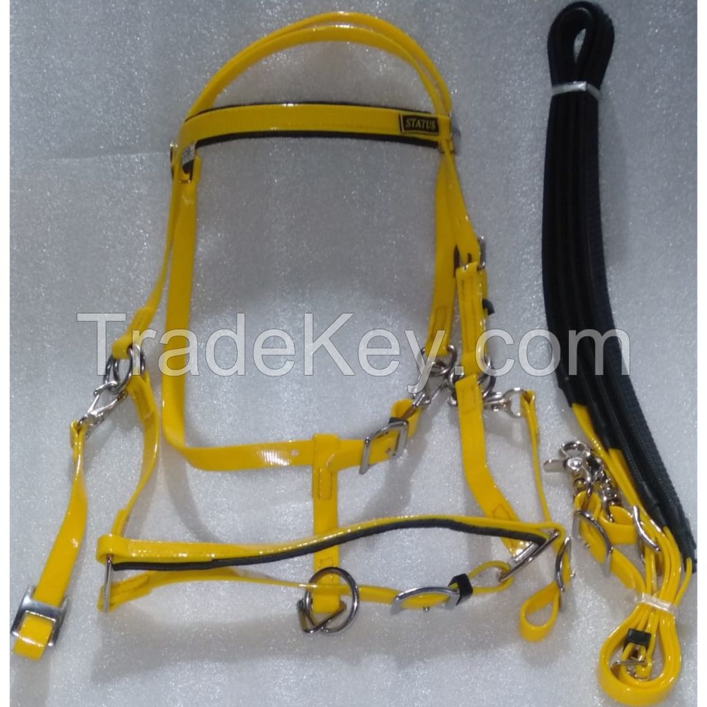 Genuine PVC horse status endurance bridle with rust proof steel fittings yellow