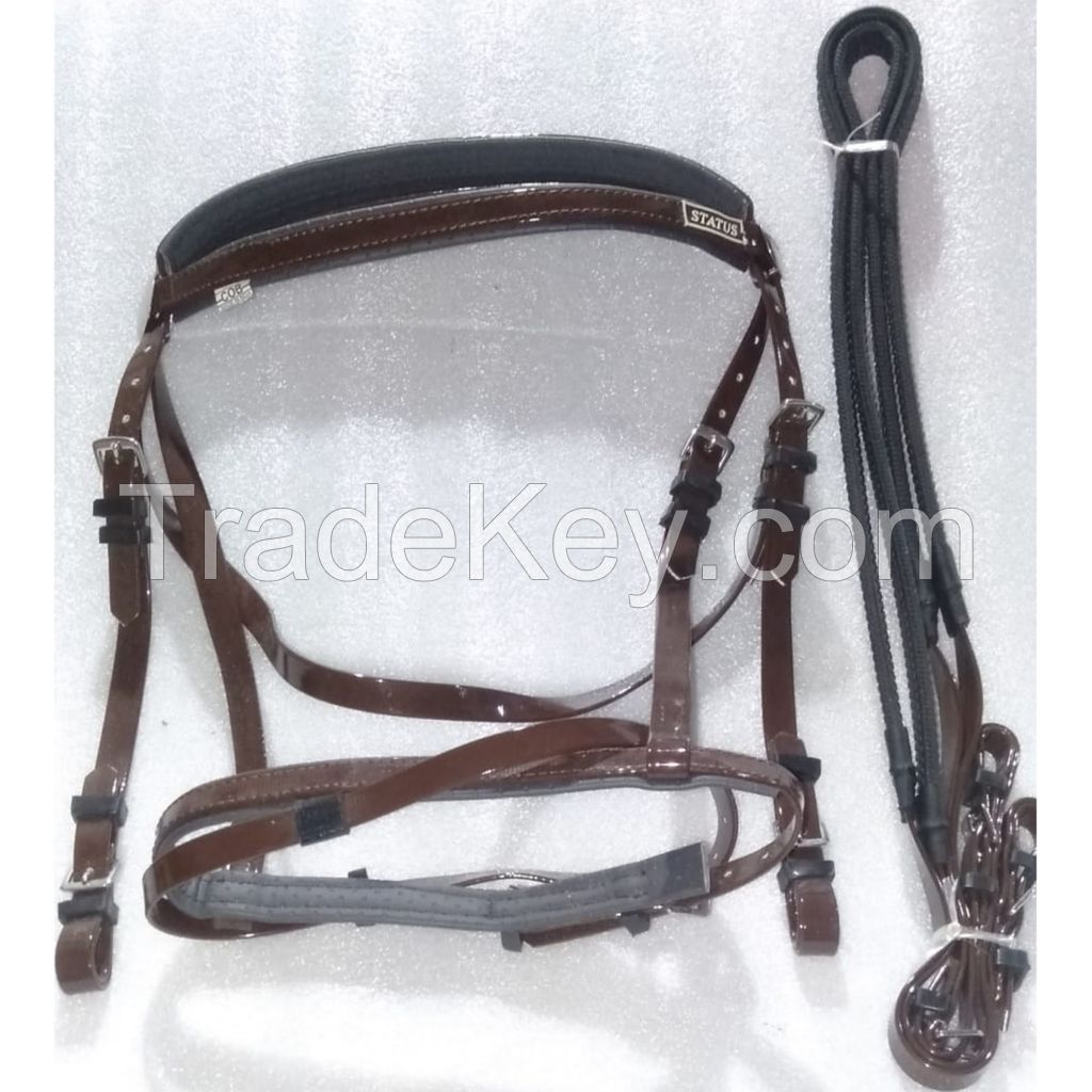 Genuine PVC horse status racing bridle with rust proof steel fittings Brown