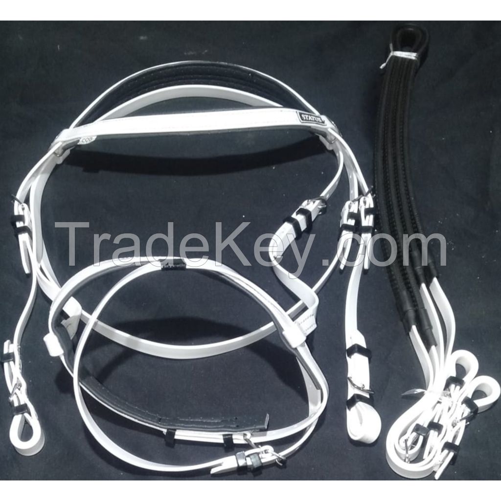 Genuine PVC horse status endurance bridle with rust proof steel fittings Red
