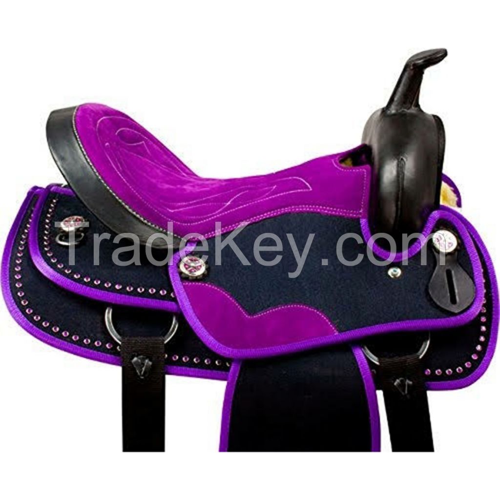 Genuine imported Quality synthetic western saddle Purrple with rust proof fitting
