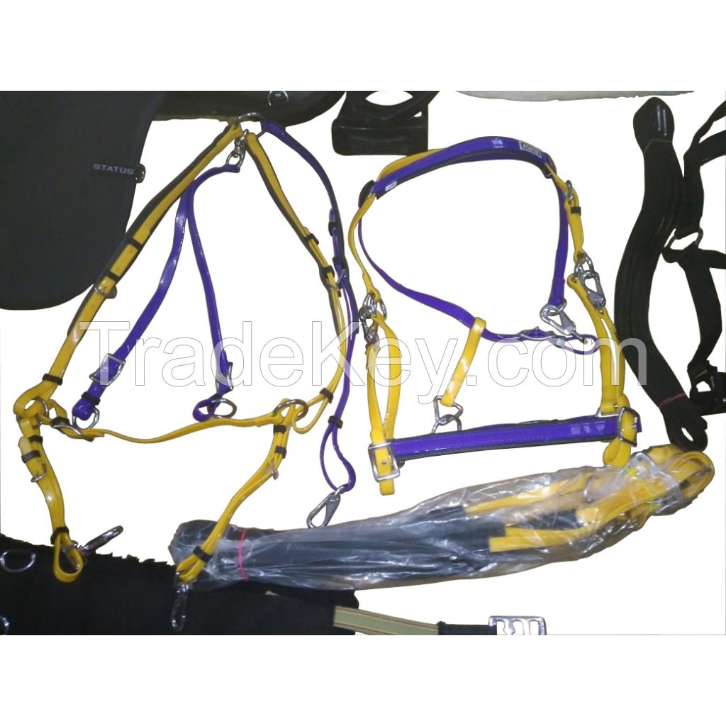 Genuine  PVC horse riding bridle and reins purple and Brown with rust proof steel fittings Black