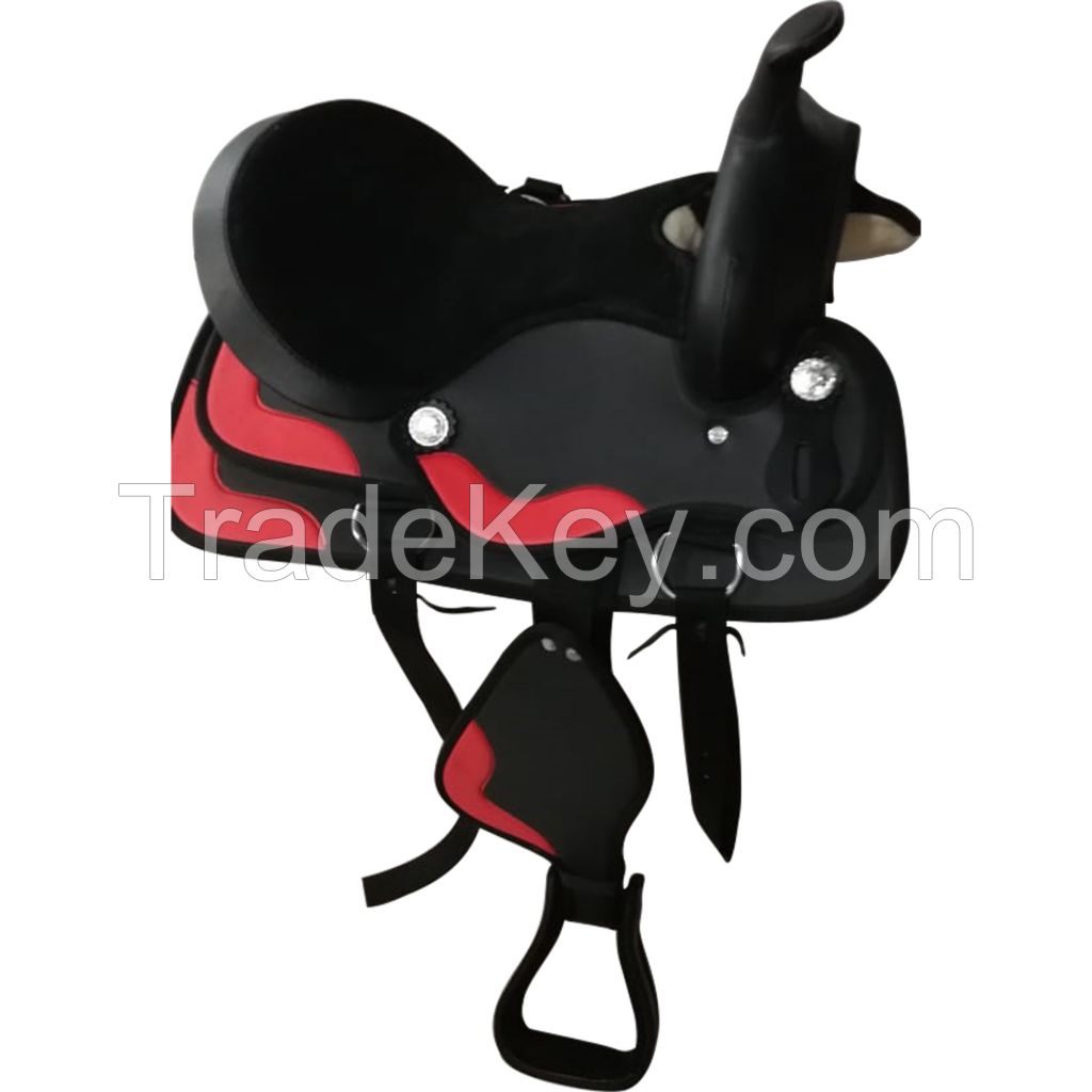 Genuine imported Quality synthetic western saddle Red with rust proof fitting