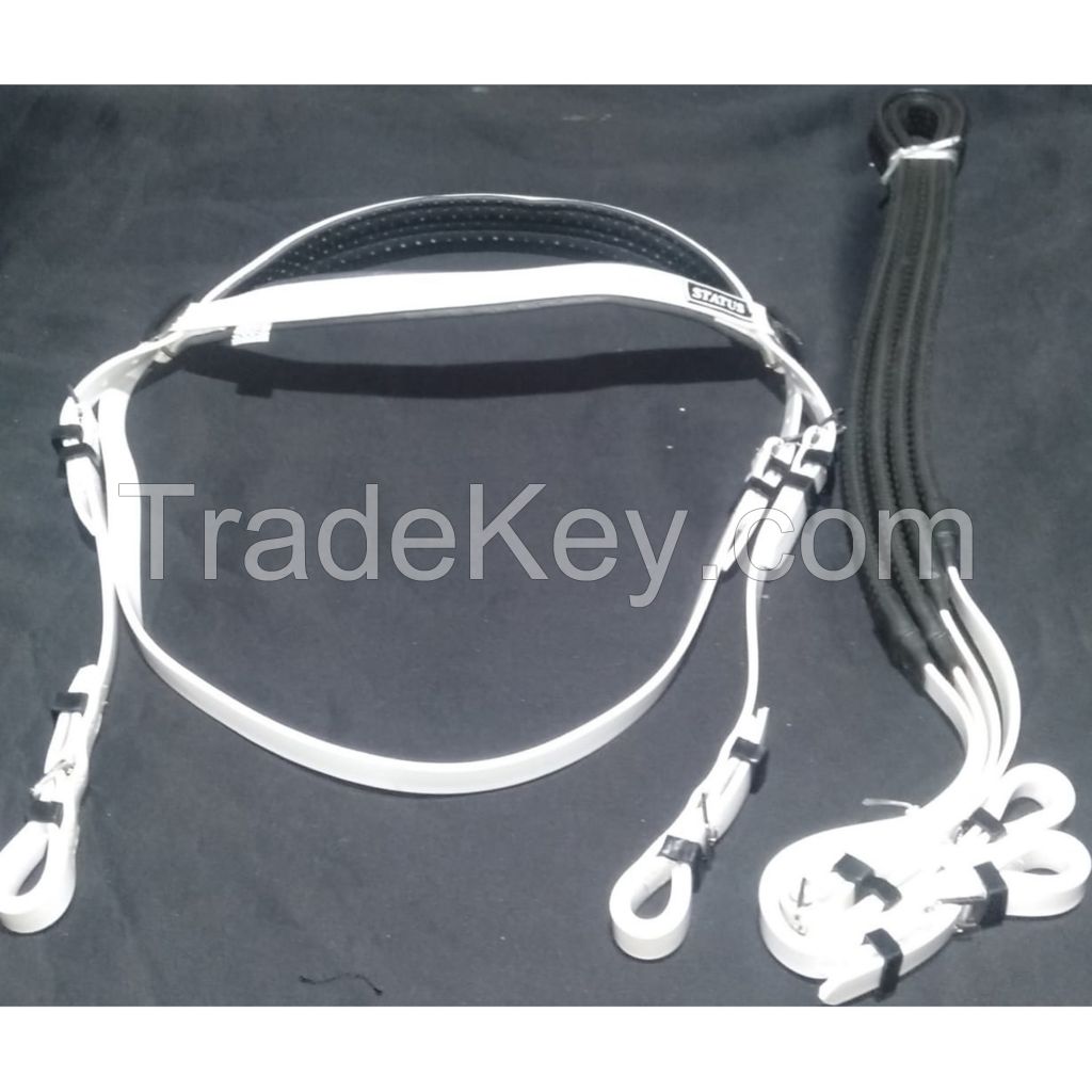 Genuine PVC horse status riding bridle with rust proof steel fittings white