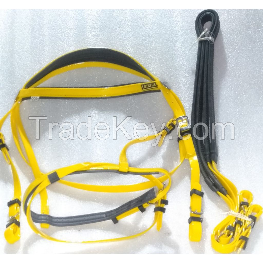 Genuine PVC horse status riding bridle with rust proof steel fittings yellow