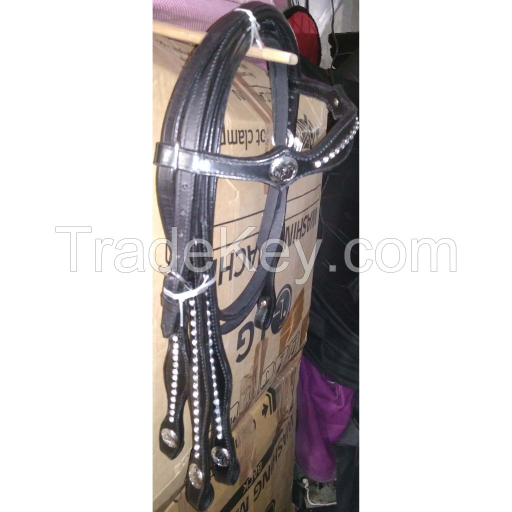 Genuine imported quality leather horse western Crystals Headstall  with rust proof fitting