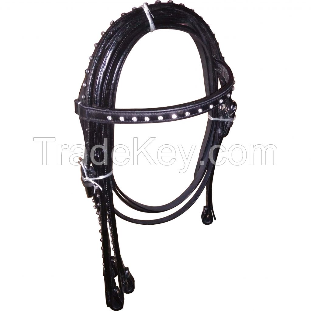 Genuine imported quality leather horse western Crystals Headstall  with rust proof fitting