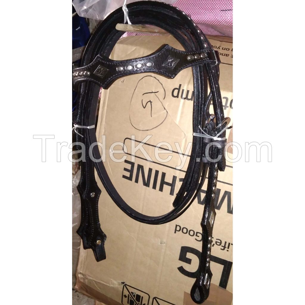 Genuine imported quality leather horse western Headstall Black with rust proof fitting