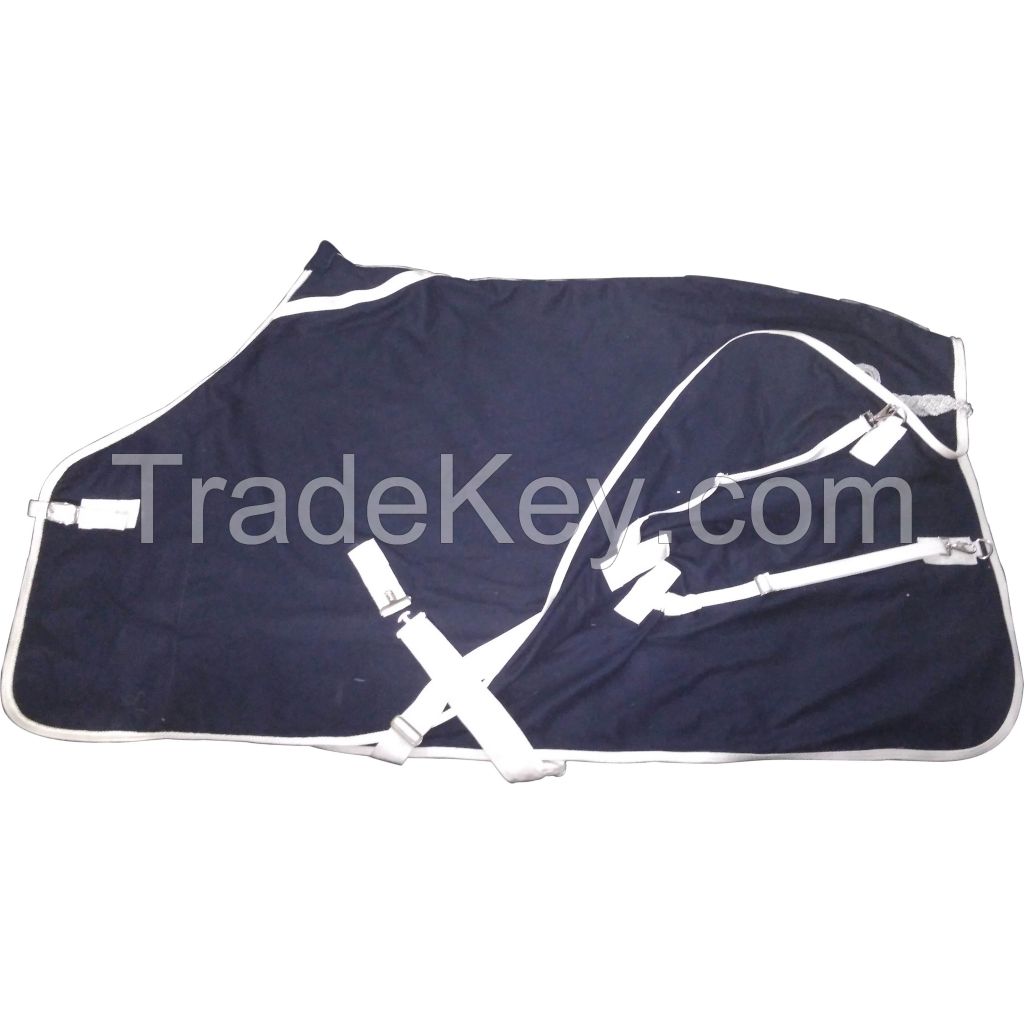 Turnout winter Navy Blue fleece horse rugs with rust proof fittings