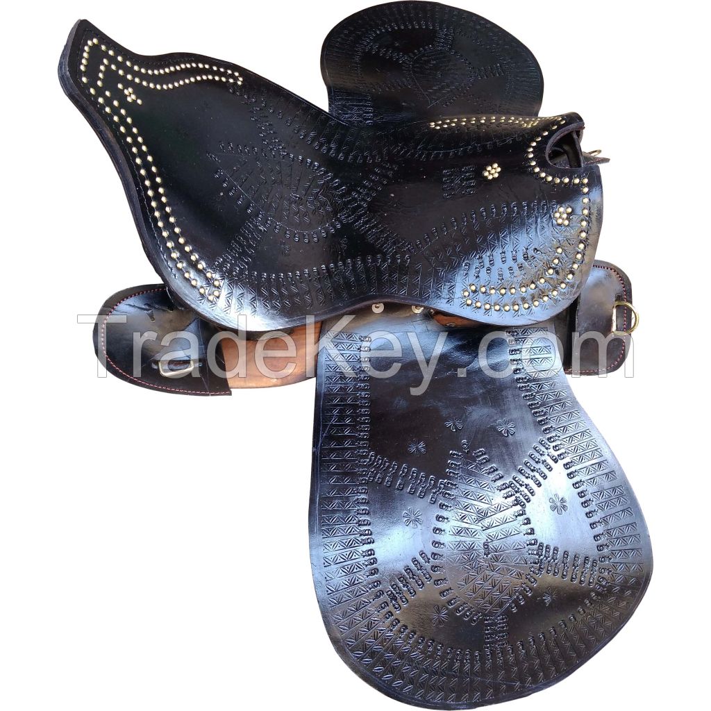 Genuine imported suede show podium horse saddle with rust proof fitting 