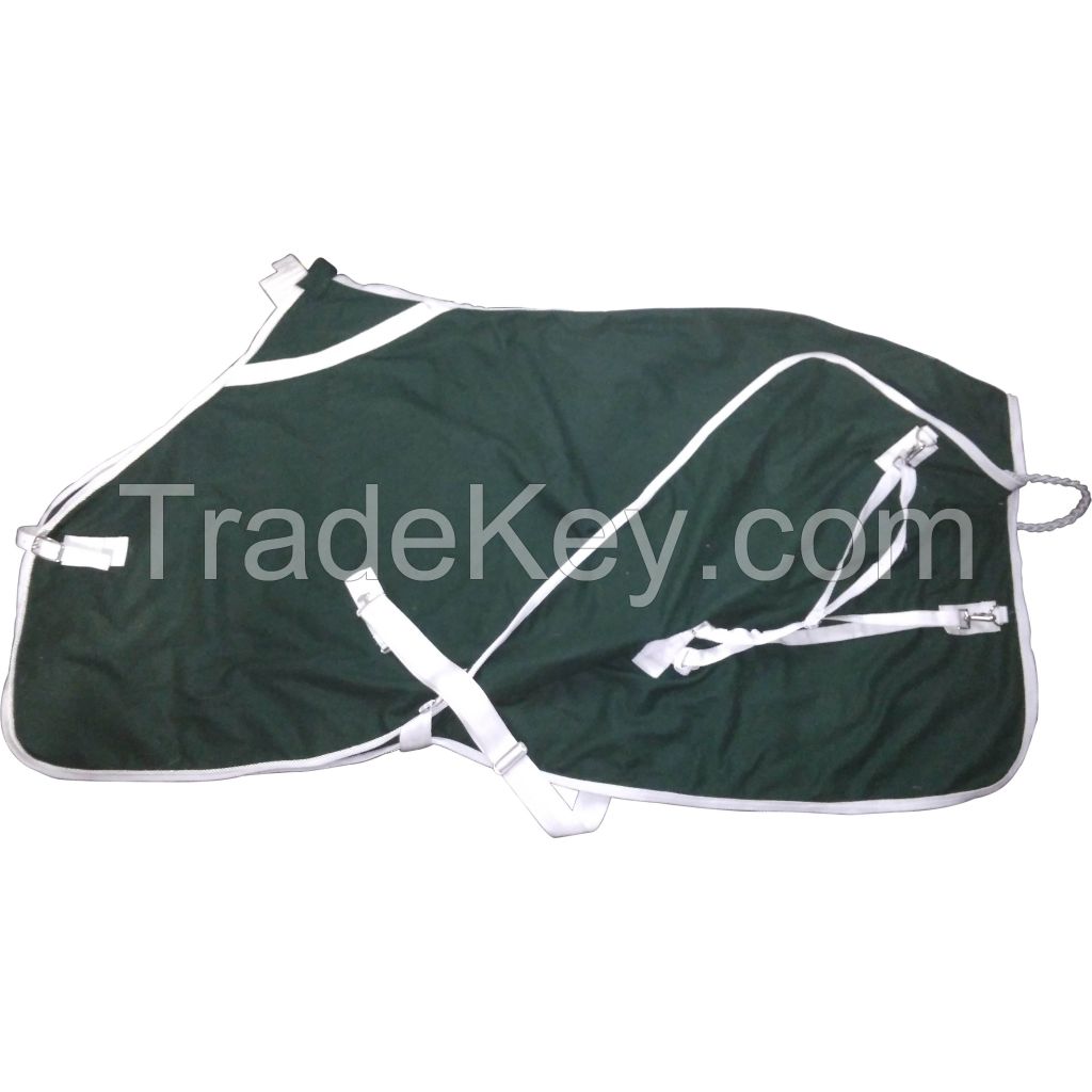 Turnout winter Dark Green fleece horse rugs with rust proof fittings 