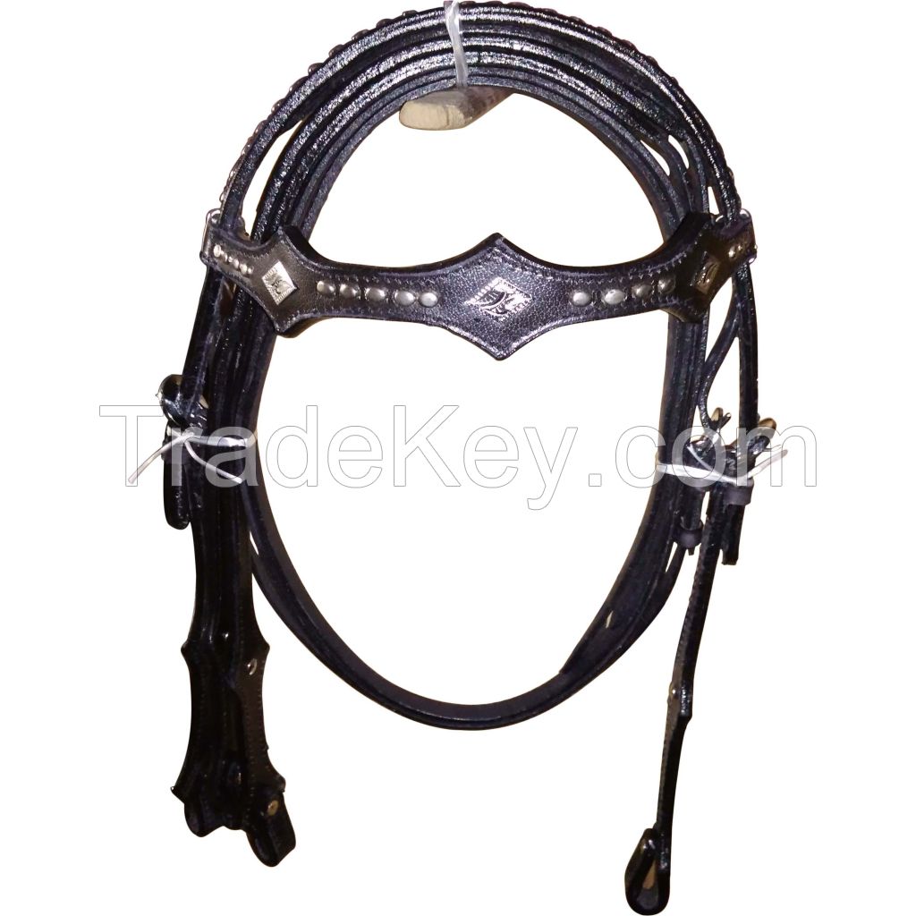 Genuine imported quality leather horse western Headstall Black with rust proof fitting
