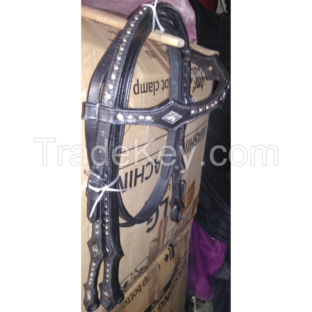 Genuine imported quality leather horse western Headstall Black with rust proof fitting