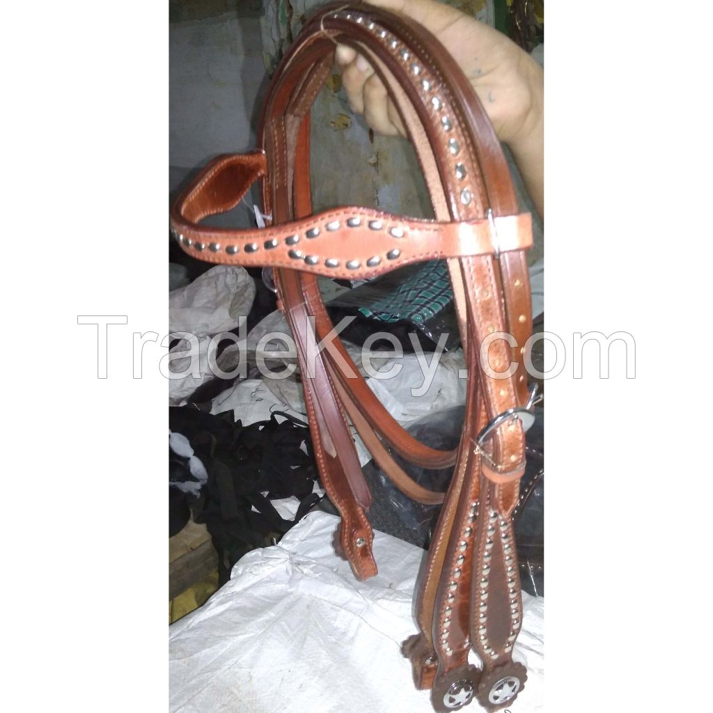 Genuine imported quality leather horse western Headstall Brown with rust proof fitting