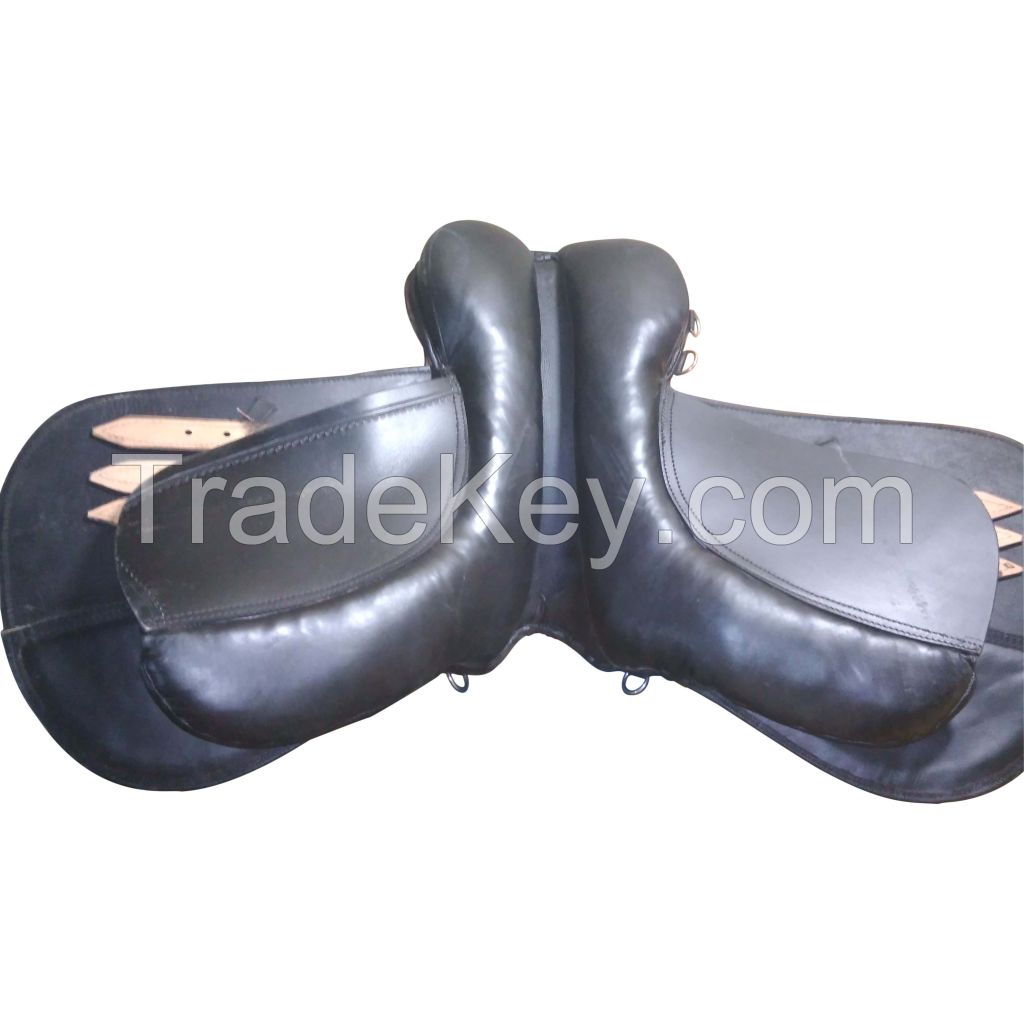 Genuine imported leather show jumping saddle Black with rust proof fitting