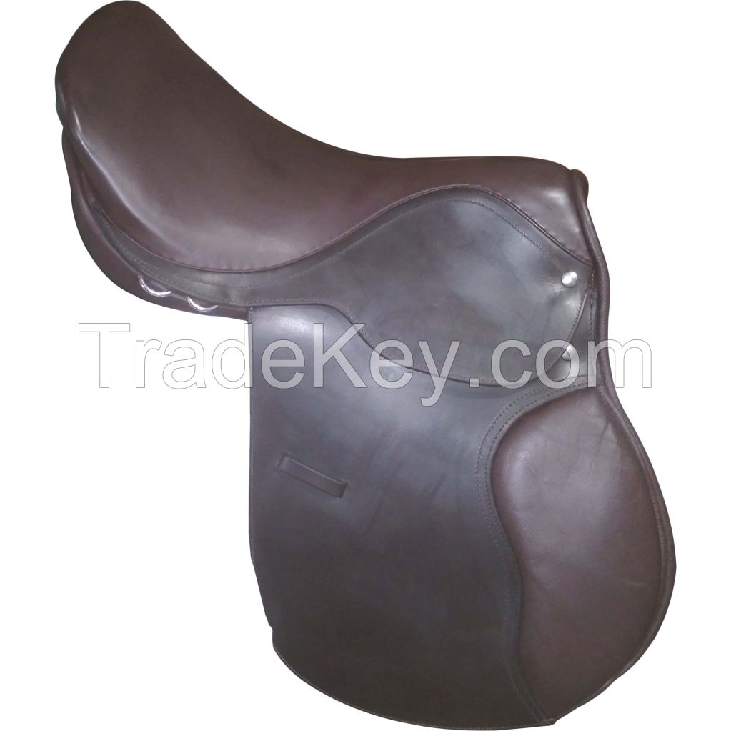Genuine imported leather jumping Black saddle with rust proof fitting