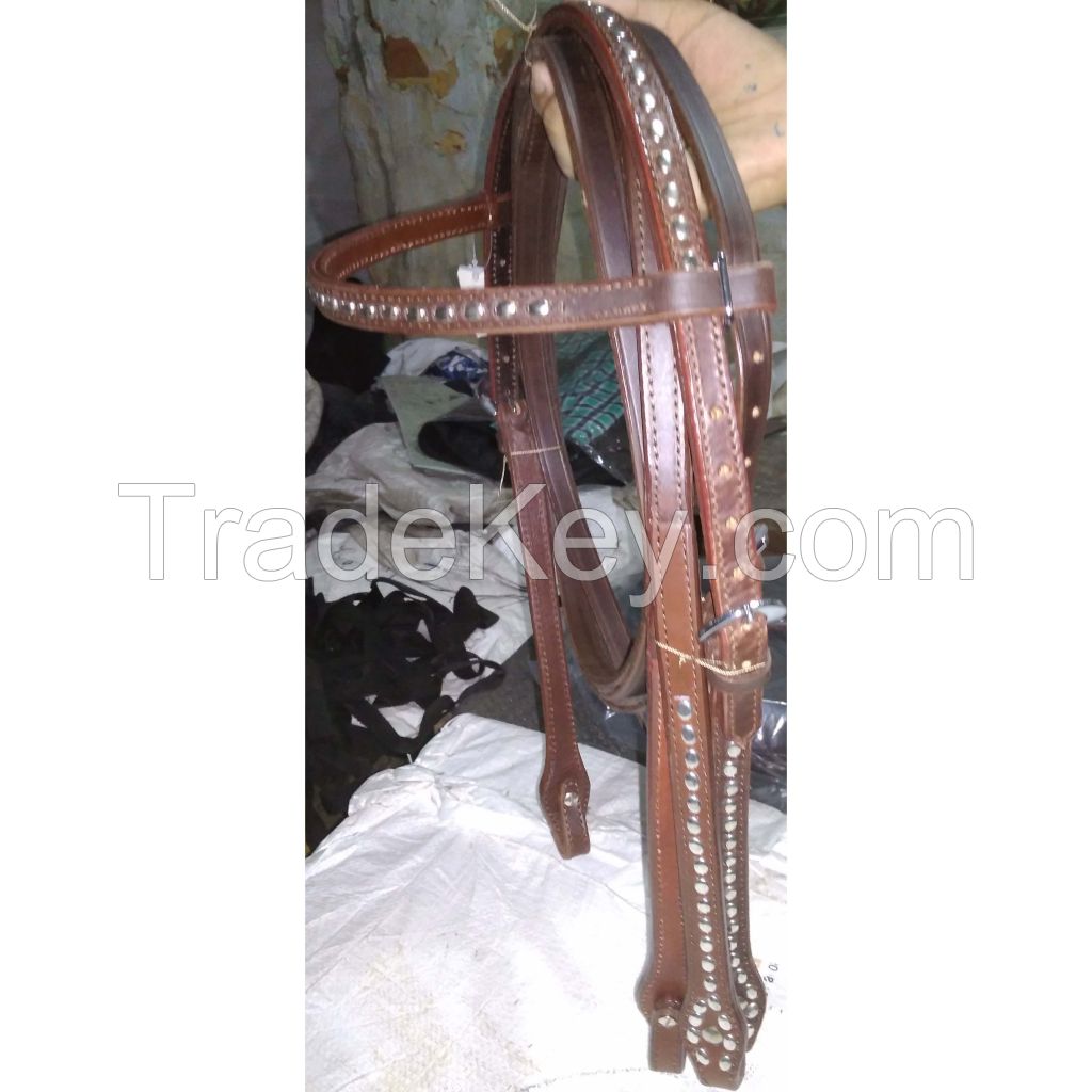 Genuine imported quality leather horse western Headstall Dark Brown with rust proof fitting