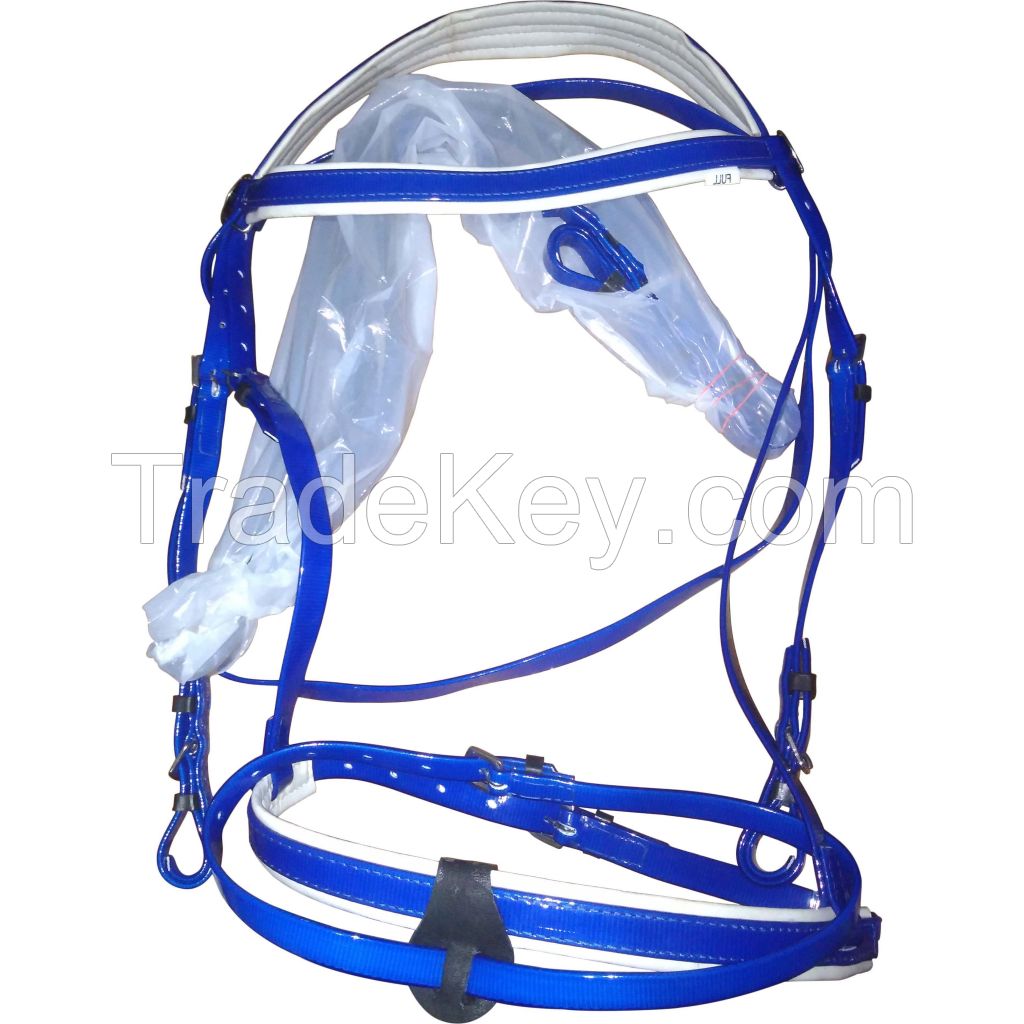Genuine PVC horse status riding bridle with rust proof steel fittings blue