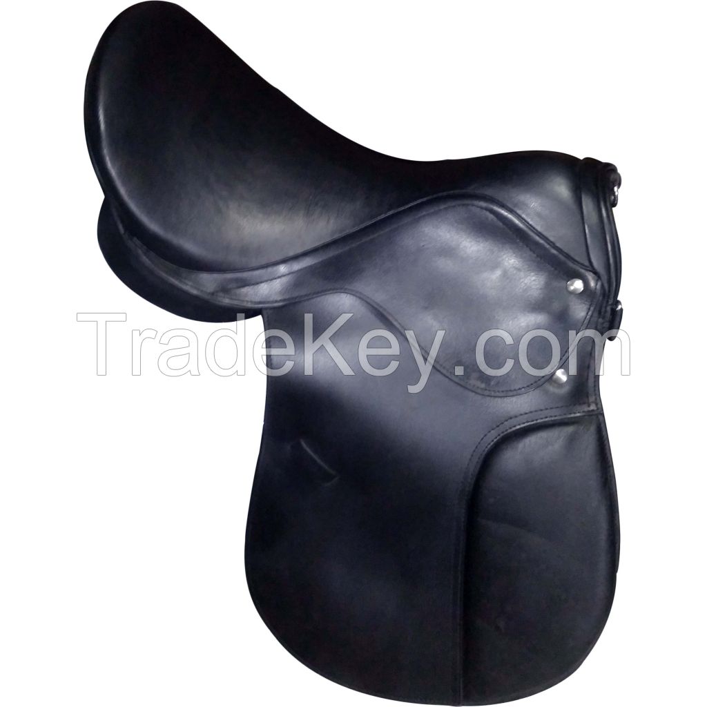 Genuine imported leather jumping Black saddle with rust proof fitting