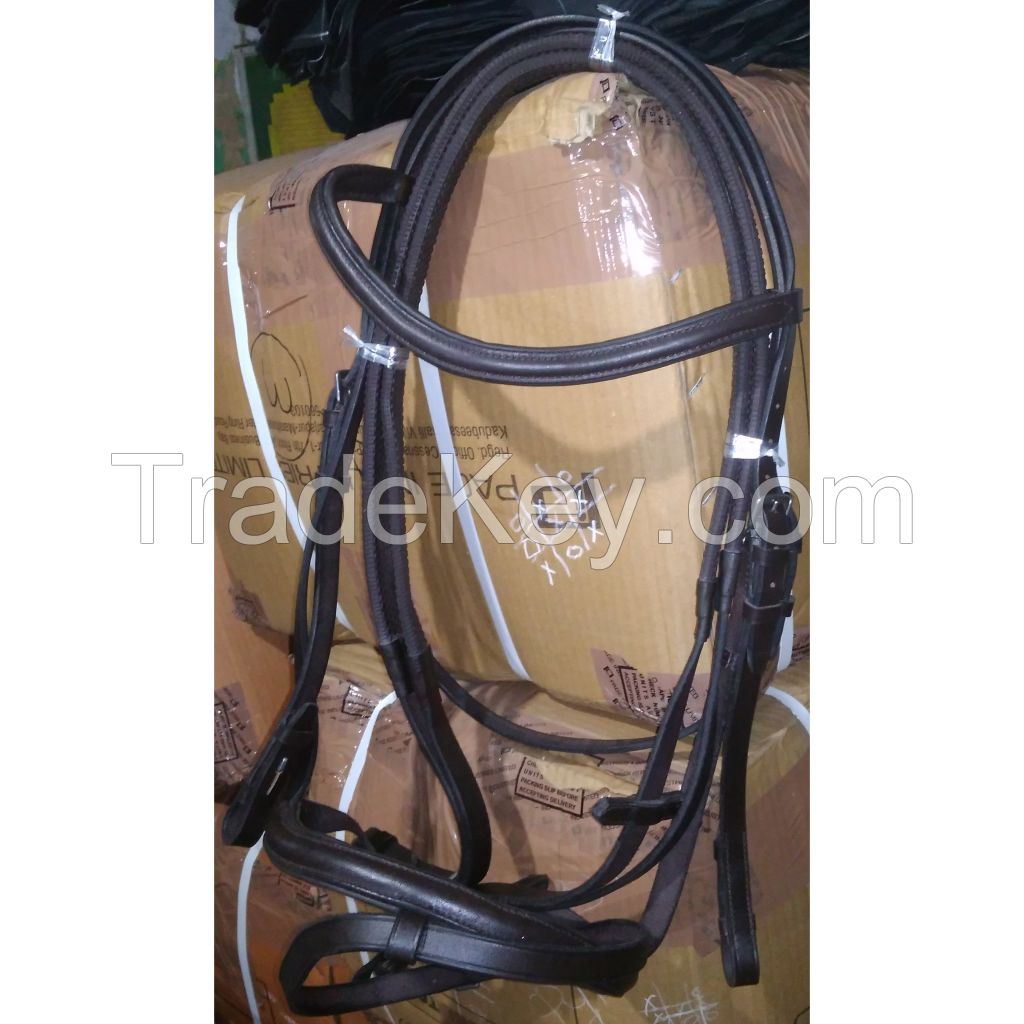 Genuine Imported Rolled leather horse bridle black with rust proof fittings
