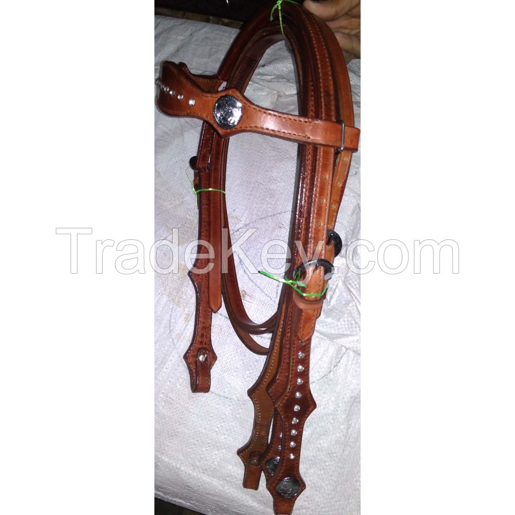 Genuine imported quality leather horse western Headstall Dark Brown with rust proof fitting