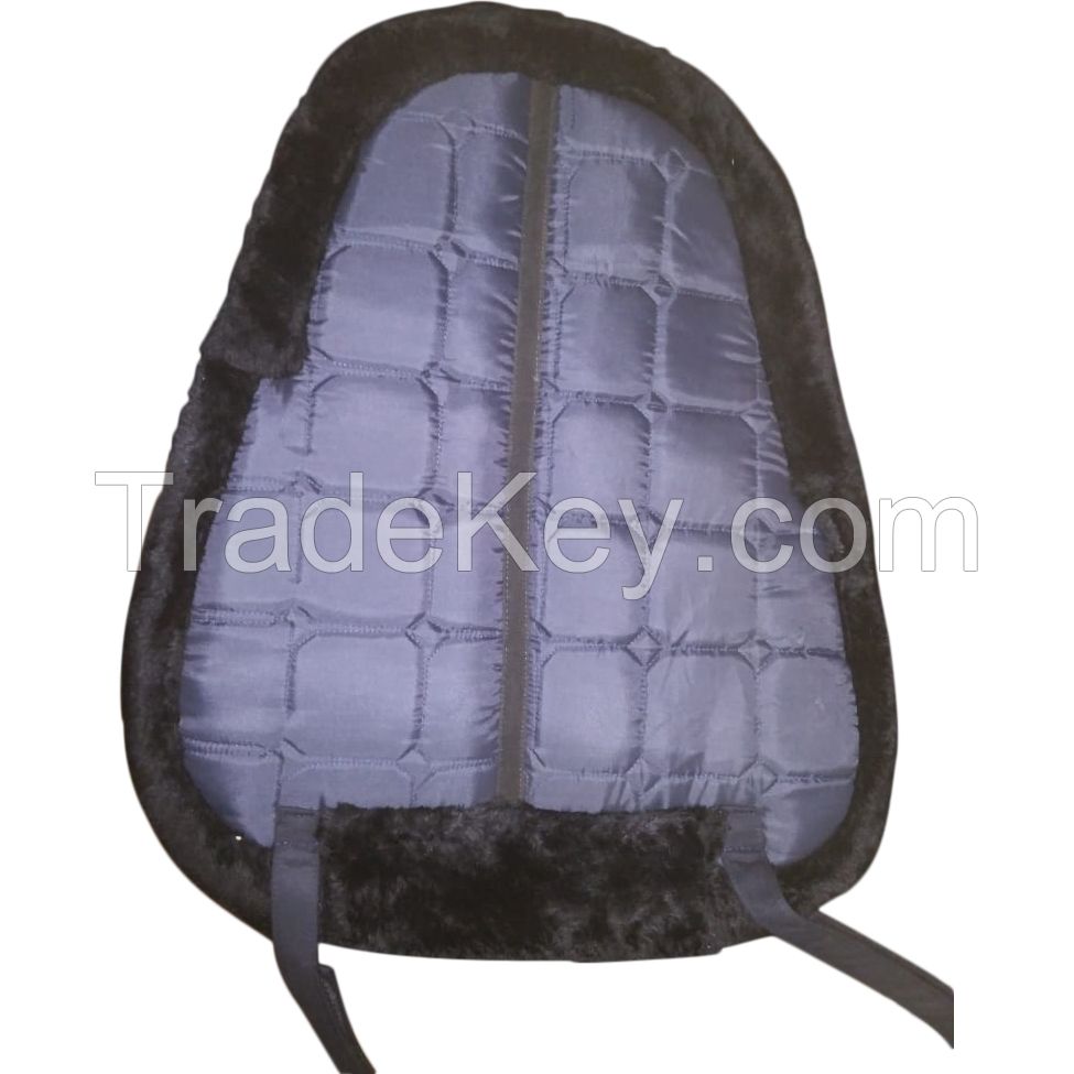 Genuine imported canvas bareback saddle pad navy with black fur 1 to 2 inch HD foam filling